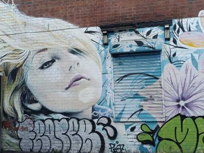 Woman with Flowers — Street art in London