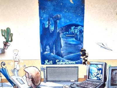 Solitary Night Television Retro Mural — Street art in Grenoble