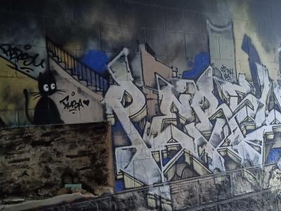 Silver Letters and Black Cat, Nantes — Street art in Nantes