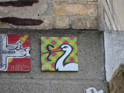 The Snake and the Stork — Street art by PZE, Oré in Rennes