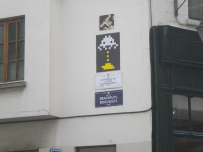 BXL_14, Space Invader on Rue Charles Buls 20 — Street art by Invader in Bruxelles