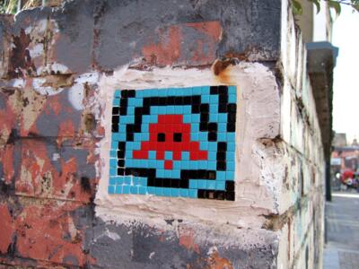 LDN_78, Space Invader on Mills Court — Street art by Invader in London