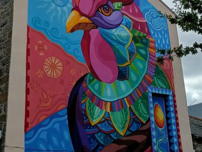Le Coq et l'Œuf — Street art by Farid Rueda in Yffiniac