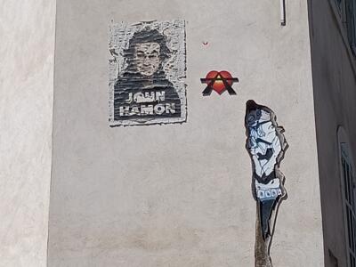 John Hamon poster on Place Léon Jouhaux — Street art by A2, John Hamon in Marseille