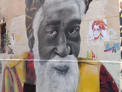 Rastafari portrait, Rue Puits Baussenque — Street art by ANP in Marseille