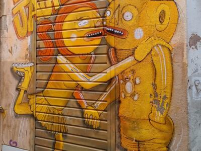 Two yellow characters, Love Jammeration — Street art by Nhobi in Marseille