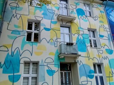 Continuous-line figures by Marc Hennig — Street art by Marc Hennig in Düsseldorf