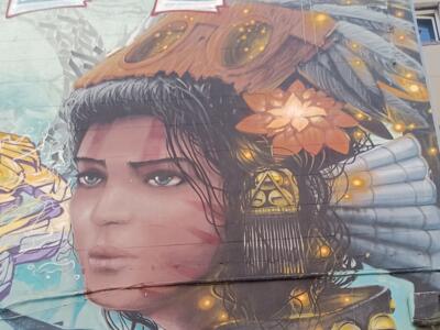Woman in a ceremonial headdress — Street art in Marseille