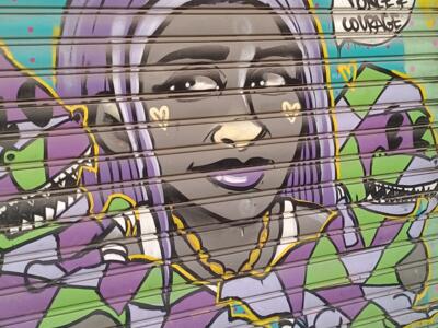 Purple-Haired Woman and Crocodiles — Street art in Marseille