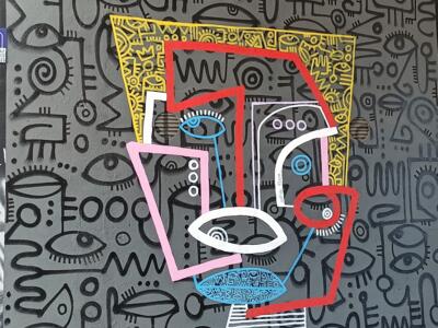 Pictograms and Face by Keulion — Street art by Keulion in Marseille