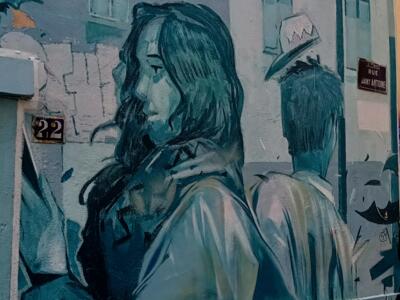 Le Barrio, the Woman in the Raincoat by Difuz — Street art by Difuz in Marseille