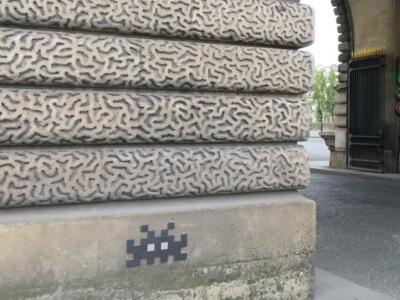 PA_135, Space Invader in the Louvre Passage — Street art by Invader in Paris