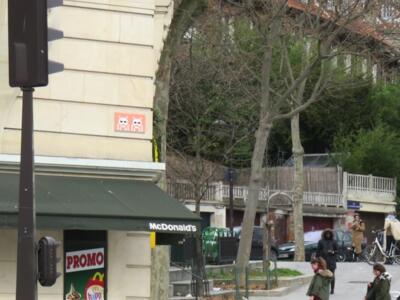 PA_1066, Space Invader on Place de la Porte de Bagnolet — Street art by Invader in Paris