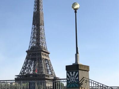 PA_1442, Space Invader on Port Debilly — Street art by Invader in Paris