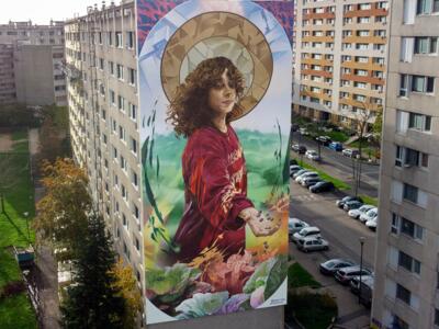 The Sower — Street art by Projet Tyxna in Rillieux-la-Pape