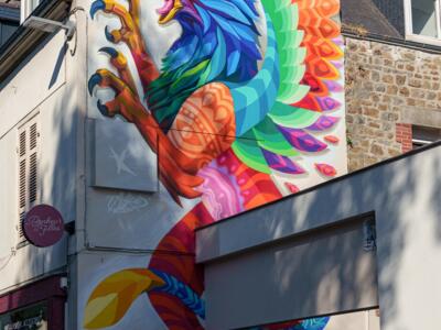 The Multicoloured Griffin — Street art by Farid Rueda in Saint-Brieuc
