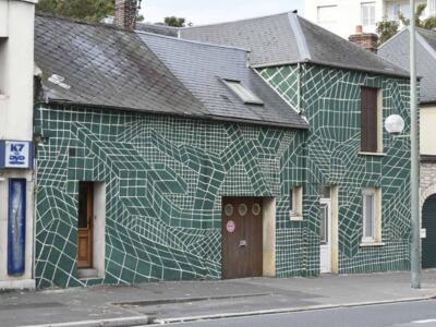 Maisons vertes rue d'Auge — Street art de Totipote à Caen