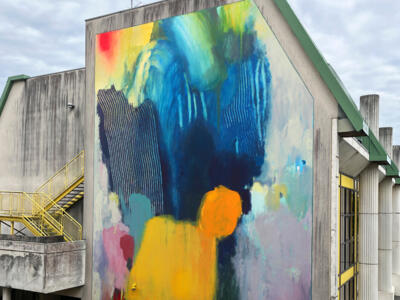 Abstraction bleue et jaune avenue Jean Monnet — Street art de Emilio Cerezo à Caen