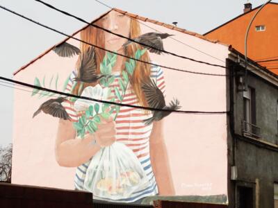 The Saved Fish — Street art by Mabel Vicentef in La Bañeza