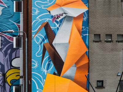 Renard de cinquante pieds — Street art de Annatomix à Belfast