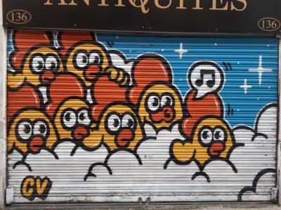 Monsieur Poulet's Round Clouds in Bordeaux — Street art by Monsieur Poulet in Bordeaux