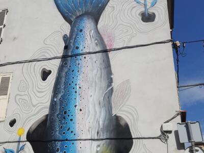Veks Van Hillik's Blue Trout, Tail Side — Street art by Veks Van Hillik in Voiron