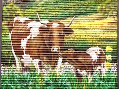 Cattle Grazing — Street art by Lowhite in Clermont-Ferrand