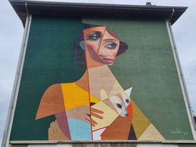 Abstract Geometric Portrait — Street art by Belin in Le Pont-de-Claix