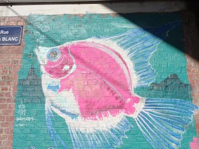Poisson rose dans le bleu — Street art à Lille