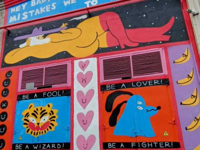 Very playful pop-art fresco — Street art by Egle Zvirblyte in Vilnius