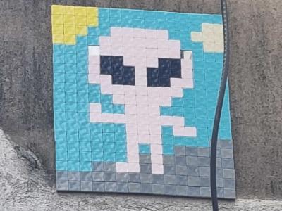 Pixelated Little Character by Mr Djoul — Street art by Mr Djoul in Paris