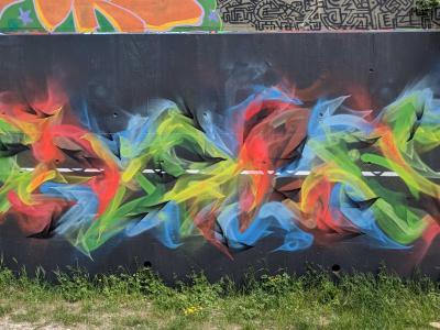 Flaming lettering — Street art in Soyons