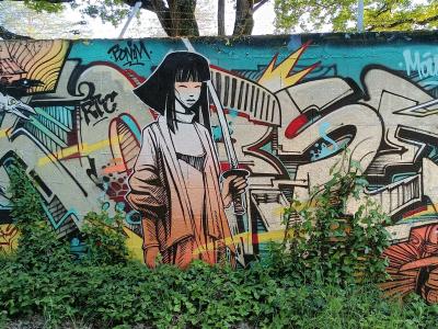 La samouraï au sabre — Street art à Nantes