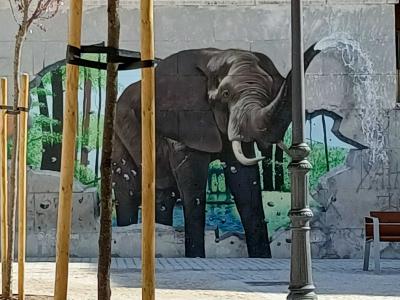 Éléphant Minimaliste — Street art à Madrid
