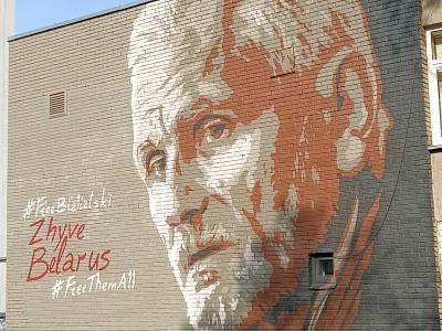 Zhyve Belarus portrait — Street art by Gyva Grafika in Vilnius