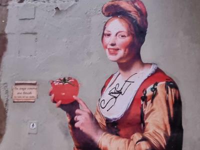 Woman and Red Tomato — Street art in Strasbourg