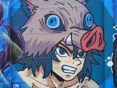 Personnage anime cornu — Street art à Rennes
