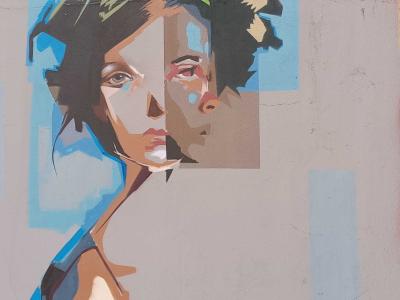 Portrait aux fleurs par Jef — Street art de Jef à Redon