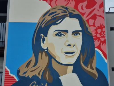 Obey Gisèle Halimi 80s Portrait — Street art in Clermont-Ferrand