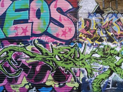 Pink Neon Tags Wall — Street art in London