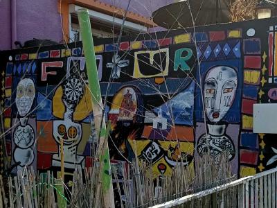 Naive Colorful Futurist Mural — Street art in Rezé