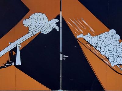 Bibendums on Seesaw and Sled — Street art in Clermont-Ferrand