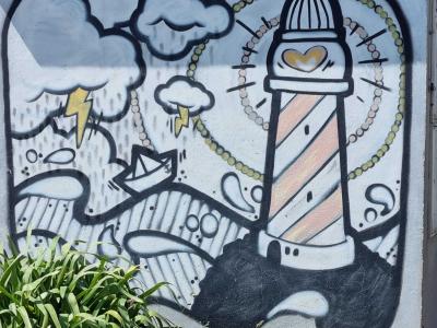 Lighthouse and Heart — Street art in Santec