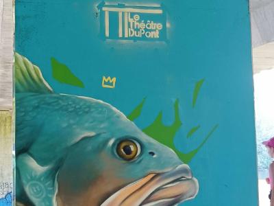The Fish of the Théâtre du Pont — Street art by Ratz One in Nantes