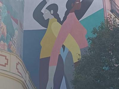 Stylized Women at Puerta Cerrada Madrid — Street art in Madrid