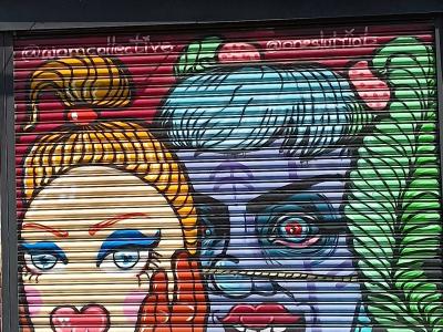 Two Psychedelic Faces, Oneslutriot — Street art by Oneslutriot in London