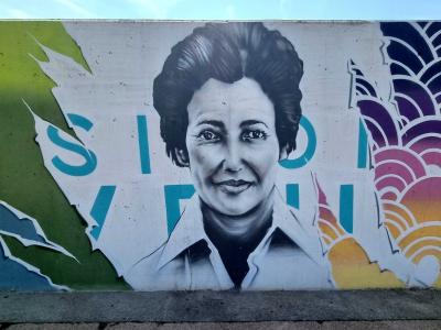 The Portrait of Simone Veil — Street art in Vallon-Pont-d'Arc