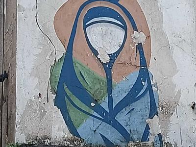 Madone stylisée par Hazul — Street art de Hazul à Porto