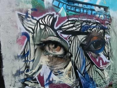 Surreal Eye Creature — Street art in Prague