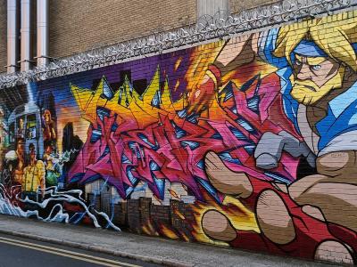 The Blond Giant of Grey Eagle Street — Street art in London